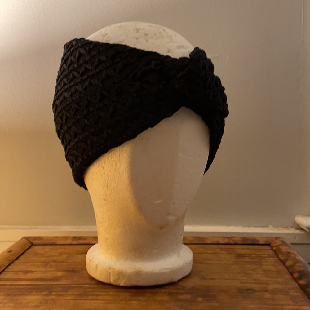 Textured Stretchy Black Head Wrap / Head band